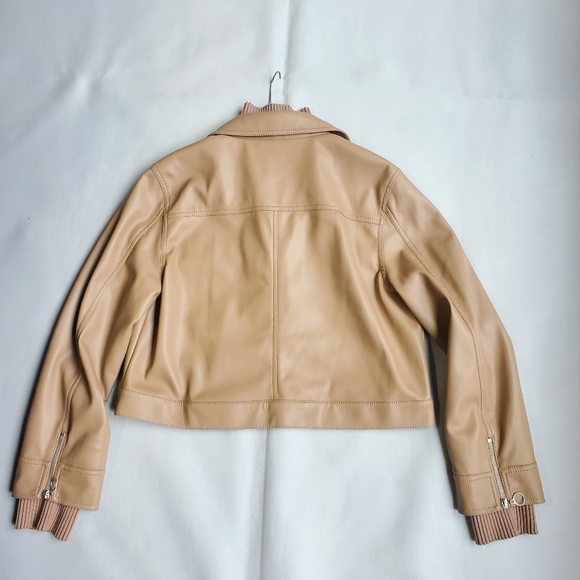 NWT$495 SIMKHAI Becka Boxy Zip-front Vegan Faux Leather Jacket Sz Large - Picture 15 of 15